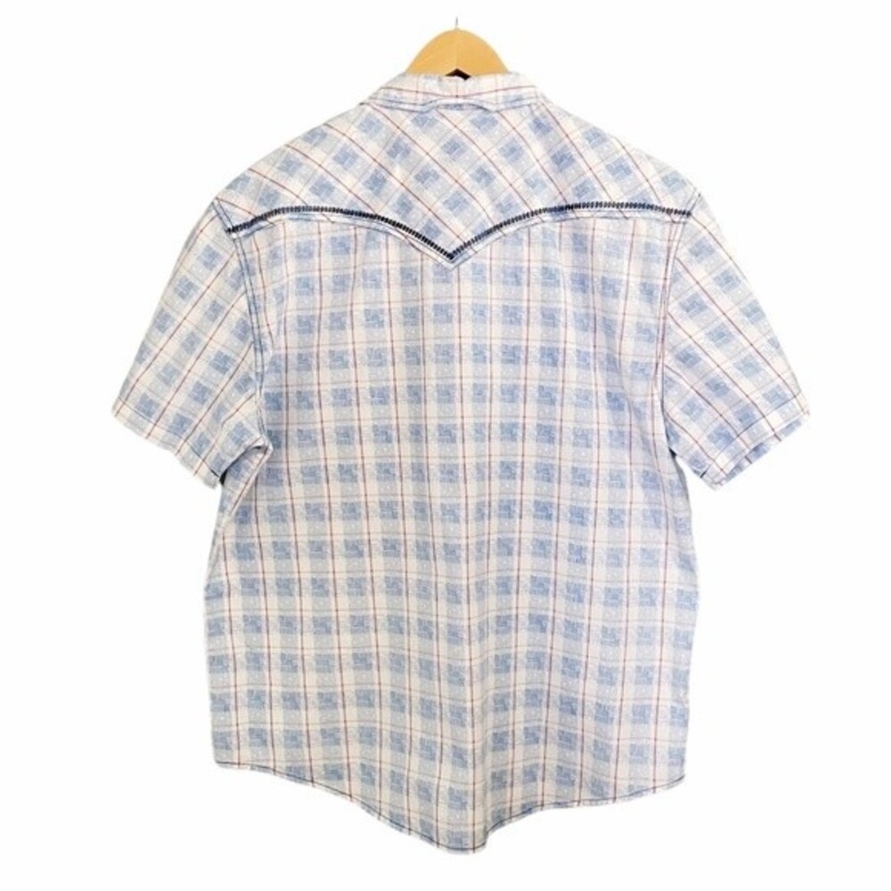 Brad Paisley Moonshine Spirit Western Shirt Blue & Cream Plaid Men’s Size Large - Picture 3 of 12